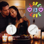 LOVE IS LOVE – Corações e letras coloridas – letreiro de néon LED (5 V USB)