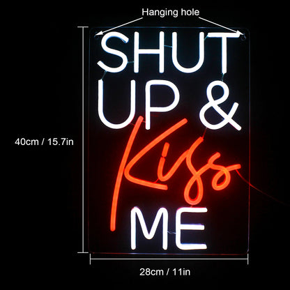 Placa de LED "Shut Up Kiss Me" 5V USB - Econômica