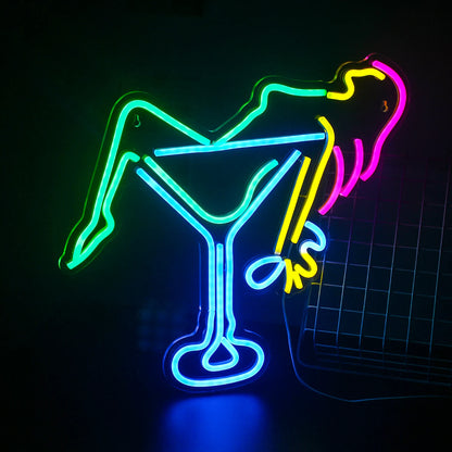 Taça de Vinho Feminina Letreiro de LED USB 5V - Econômico