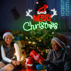 MERRY Christmas – Gorro de Pai Natal e hastes – letreiro de néon LED (5 V USB)