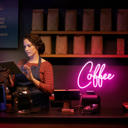 Letreiro de LED Rosa em Formato de Café 5V USB - Econômico