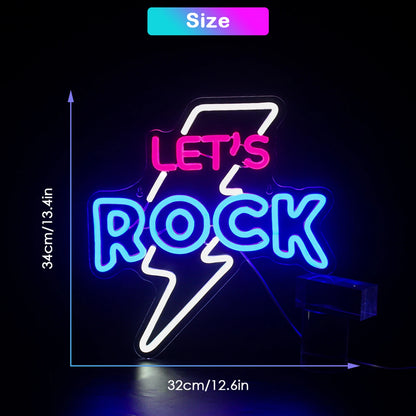Let's Rock 5V USB LED Neon Sign - Budget Friendly