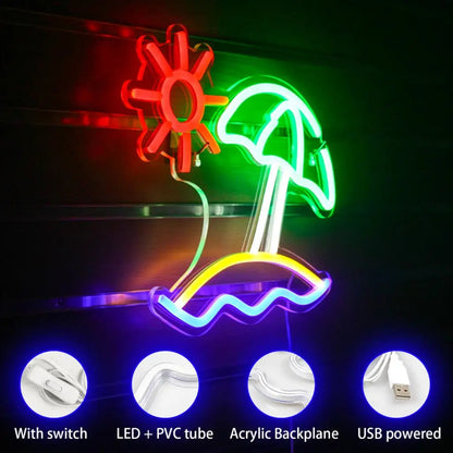 Beach Sun 5V USB LED Neon Sign - Budget Friendly