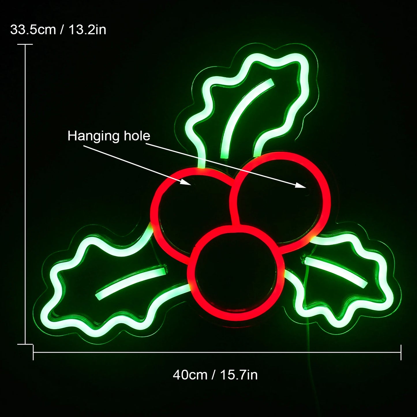 Decoração de Natal com Frutas de Azevinho 5V USB Letreiro de LED - Econômico