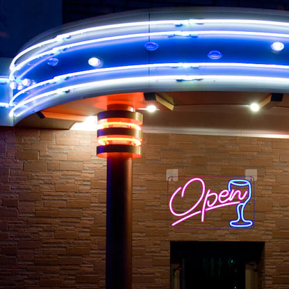 Open Wine Glass 5V USB LED Neon Sign - Budget Friendly