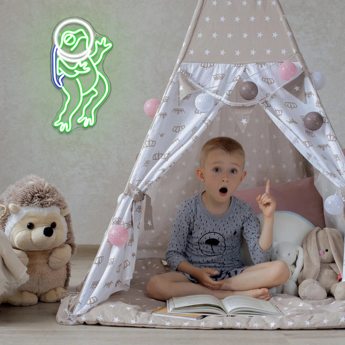 Rã verde – letreiro de néon LED (5 V USB)