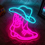 Bota e chapéu de cowboy – letreiro de néon LED (5 V USB)