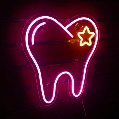 Pink Tooth 5V USB LED Neon Sign - Budget Friendly