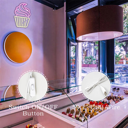 Letreiro de LED Cupcake 5V USB - Econômico