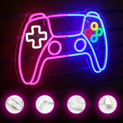 Letreiro de LED de Console de Jogos Rosa Azul 5V USB - Econômico