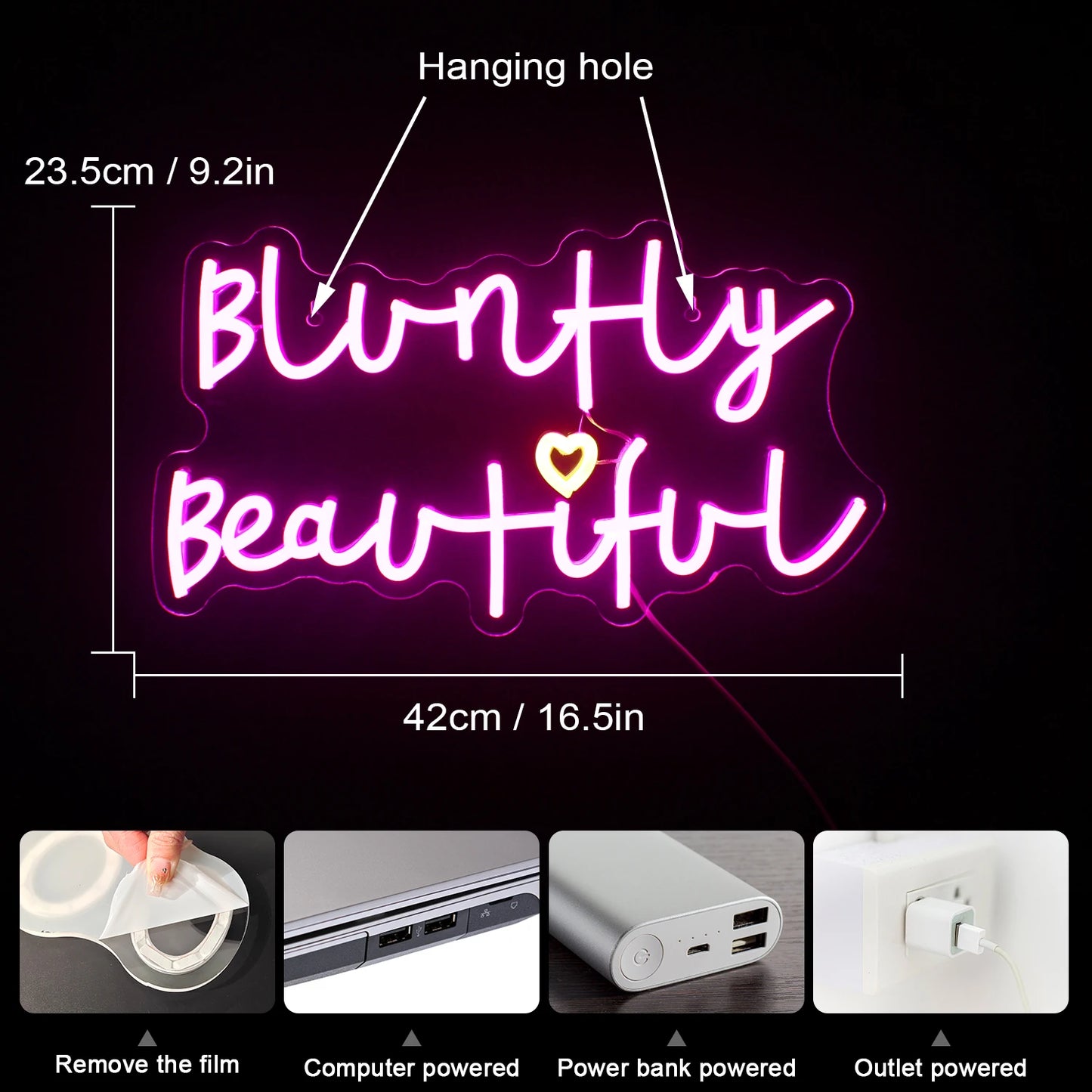 Letreiro de LED Bluntly Beautiful 5V USB - Econômico