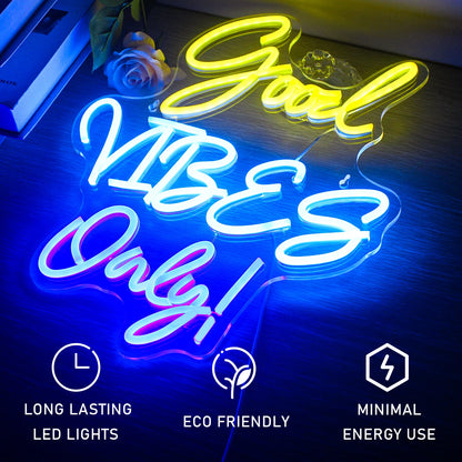 Letreiro de LED USB 5V Good Vibes Only - Econômico