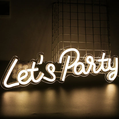 Letreiro de LED "Let's Party" 5V USB - Econômico