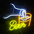 Beer – Cerveja a ser servida num copo – reclame luminoso em néon LED (5 V USB)