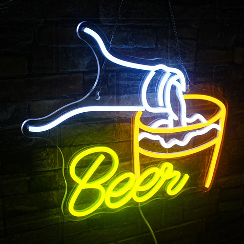 Beer – Cerveja a ser servida num copo – reclame luminoso em néon LED (5 V USB)