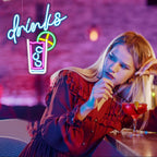 drinks – Copo com palhinha e rodela de citrino – reclame luminoso em néon LED (5 V USB)