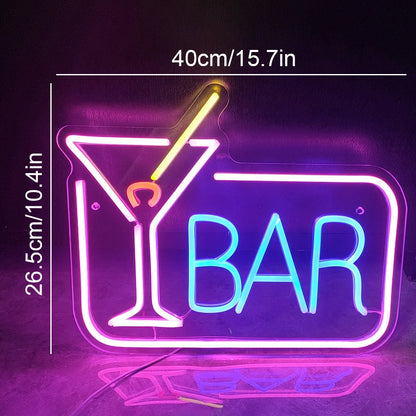 Cocktails Bar 5V USB Letreiro de LED - Econômico