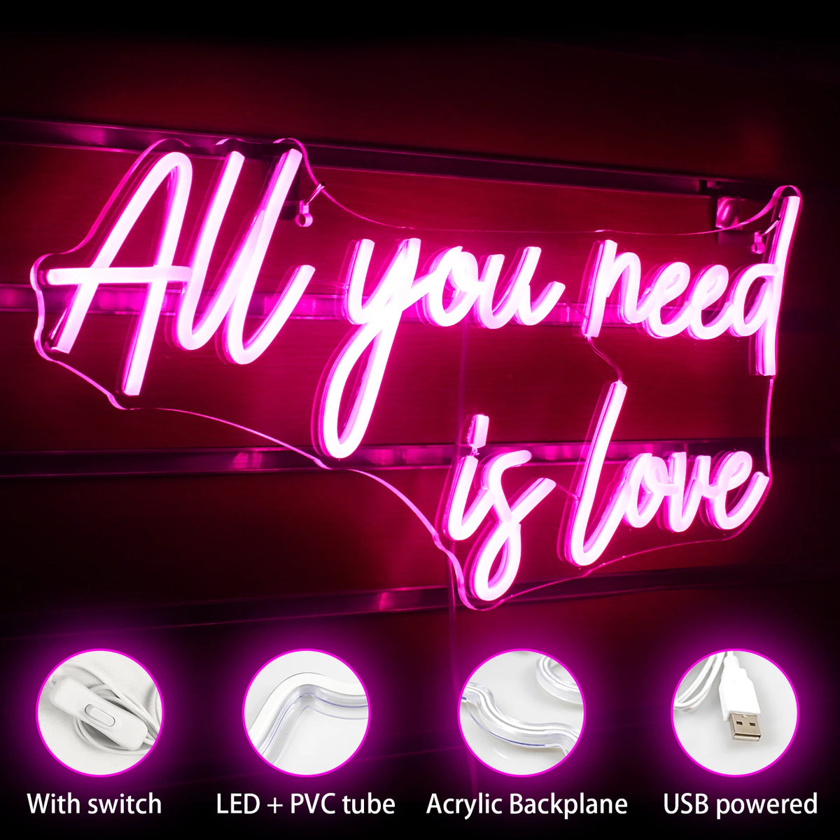 Tudo o Que Você Precisa é Amor Letreiro de LED 5V USB - Econômico