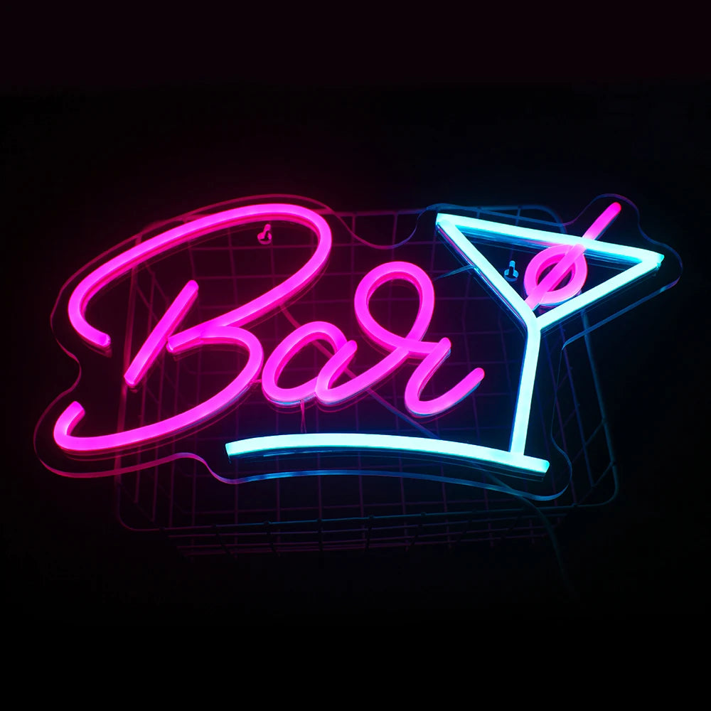 Bar – Copo de cocktail – reclame luminoso em néon LED (5 V USB)