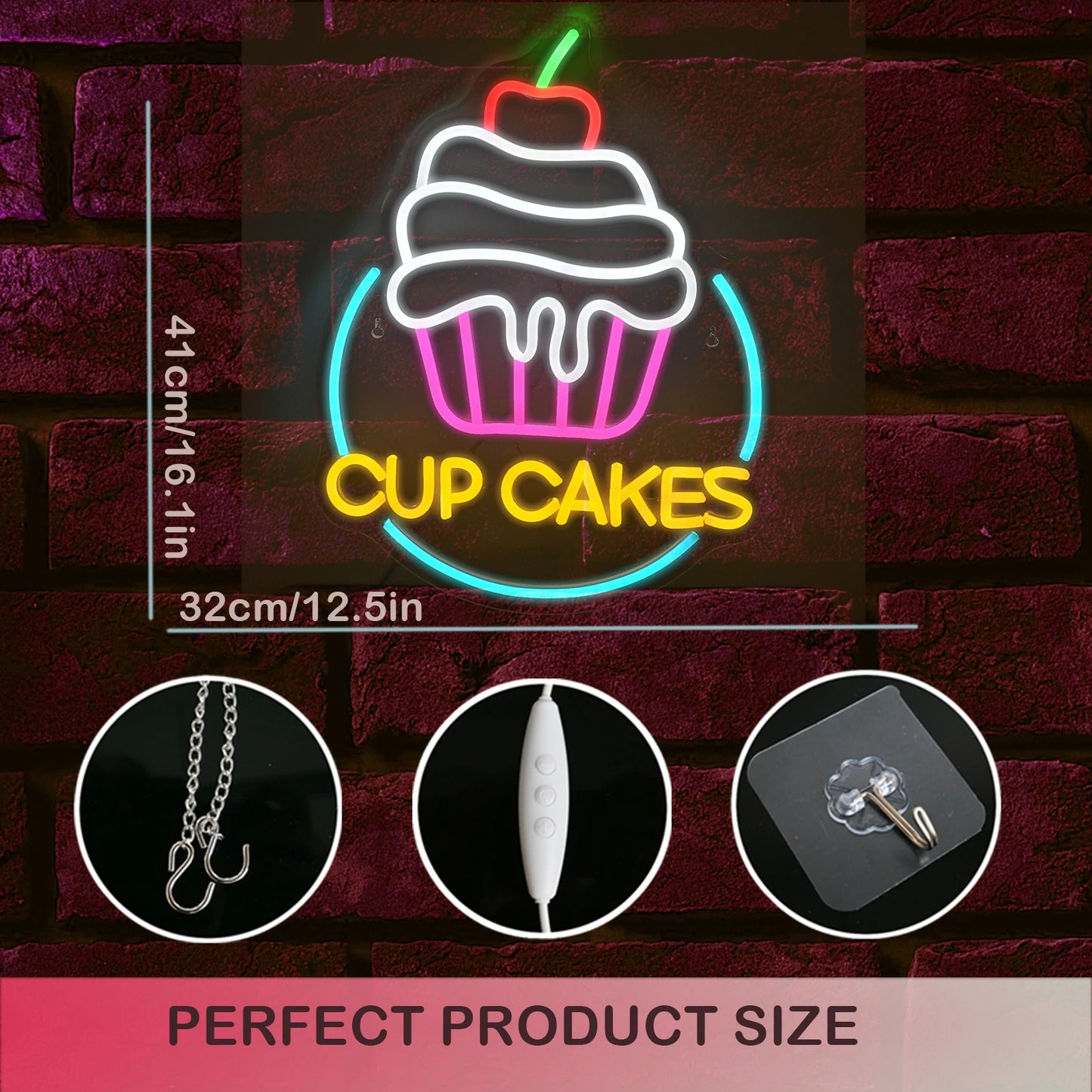 Letreiro de LED USB 5V Cup Cake - Econômico