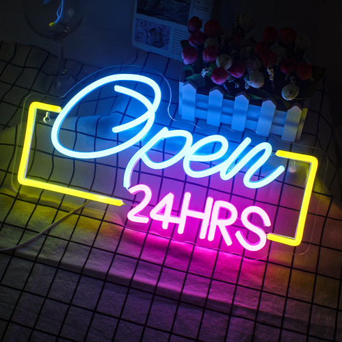 Placa de LED "24HRS Open" USB 5V - Econômica