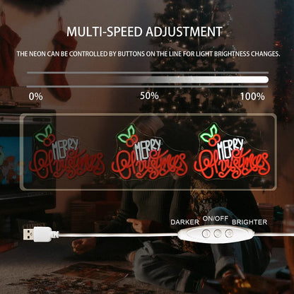 Merry Christmas 5V USB LED Neon Sign - Budget Friendly