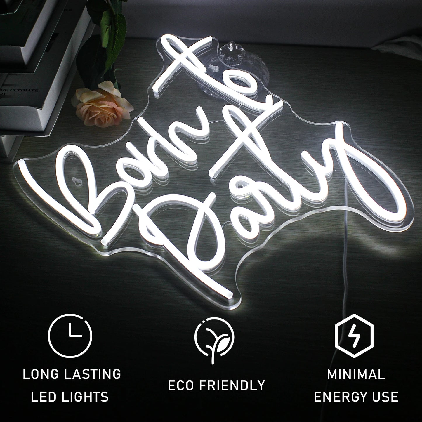 Placa de LED "Born to Party" 5V USB - Econômica