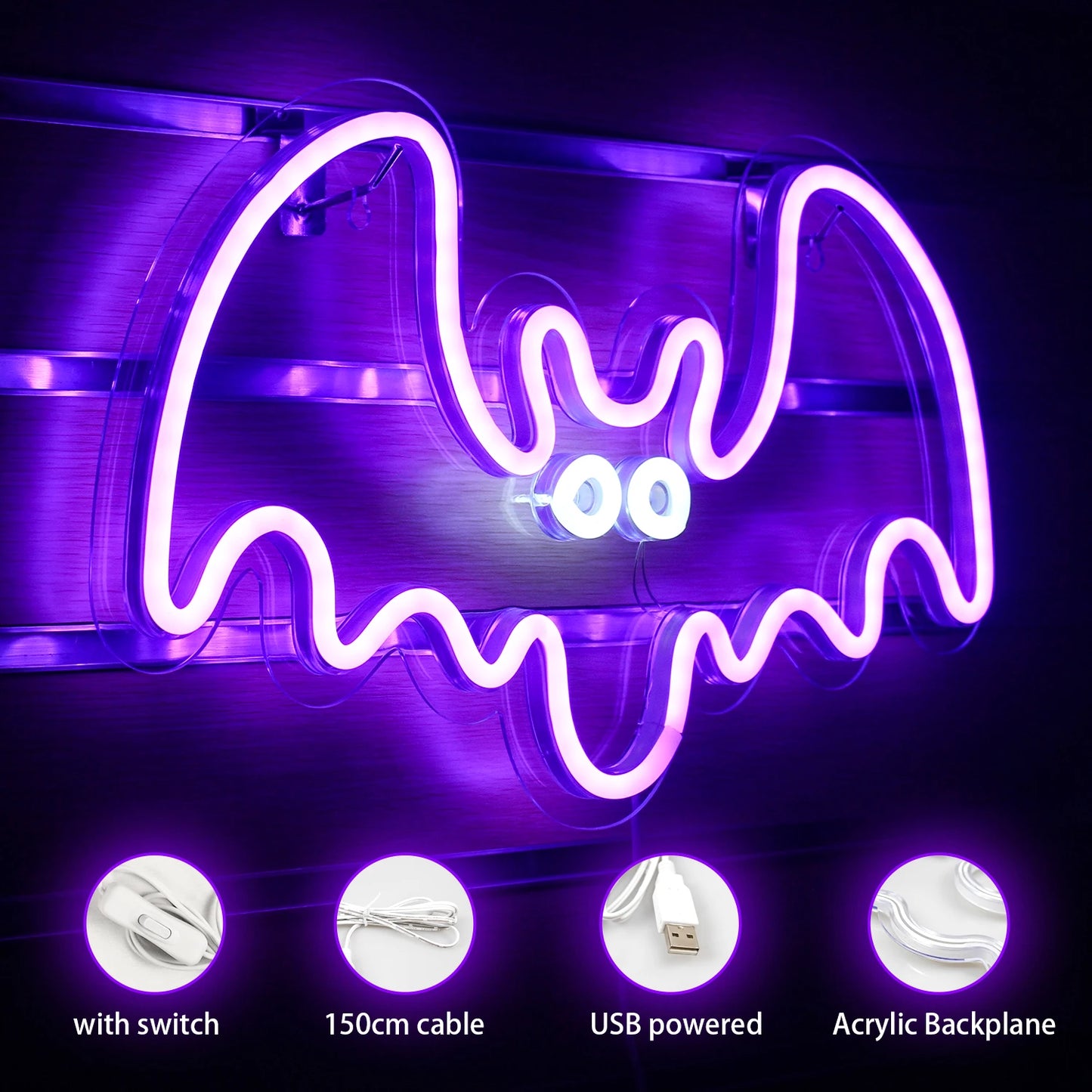 Bat 5V USB LED Neon Sign - Budget Friendly