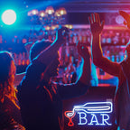 BAR – Garrafa a servir vinho num copo – reclame luminoso em néon LED (5 V USB)