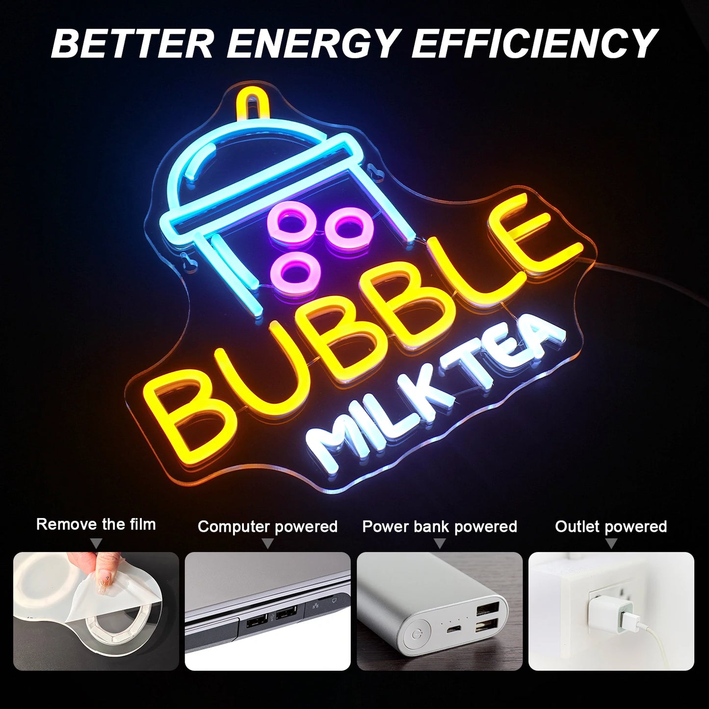 Letreiro de LED USB 5V Chá de Bolhas - Econômico