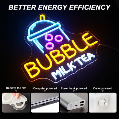 Letreiro de LED USB 5V Chá de Bolhas - Econômico