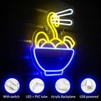 Noodles ramen japoneses – letreiro de néon LED (5 V USB)