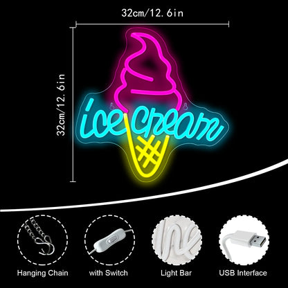 Ice Cream 5V USB LED Neon Sign - Budget Friendly
