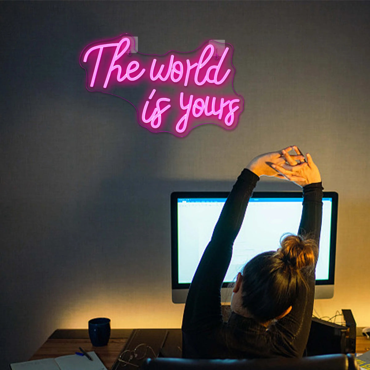 The World Is Yours – letreiro de néon LED (5 V USB)