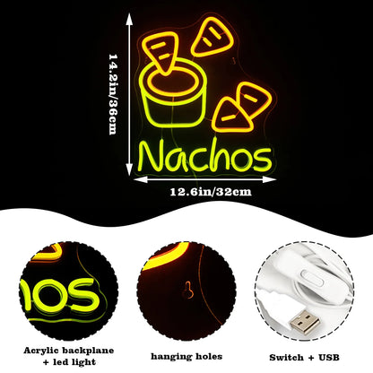 Letreiro de LED USB 5V de Nachos - Econômico