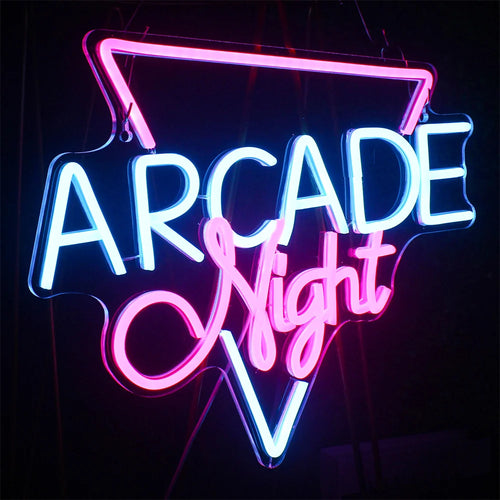 Arcade Night – Moldura triangular – letreiro de néon LED (5 V USB)