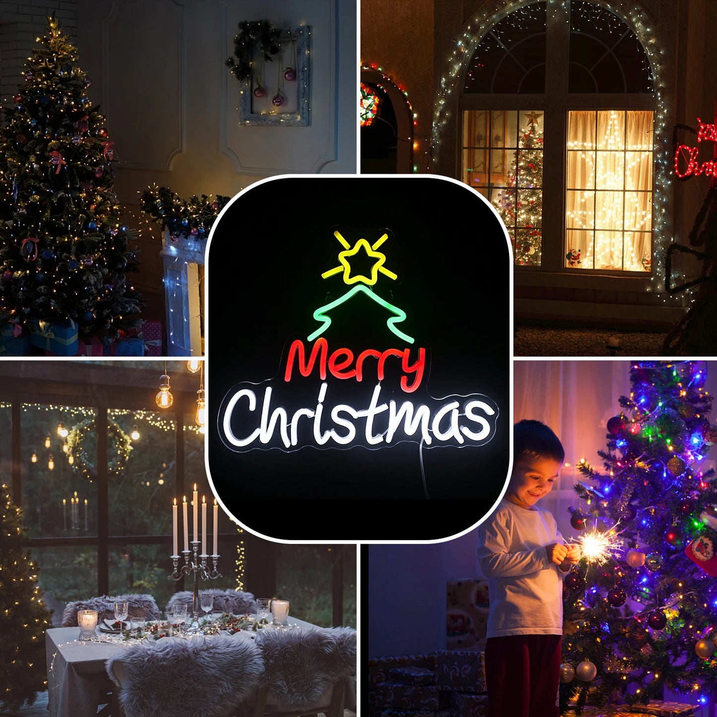 Placa de LED "Feliz Natal" 5V USB - Econômica
