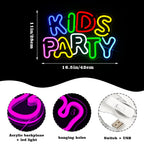 Kids Party – letreiro de néon LED (5 V USB)
