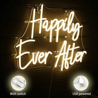 Letreiro de LED "Felizes Para Sempre" 5V USB - Econômico
