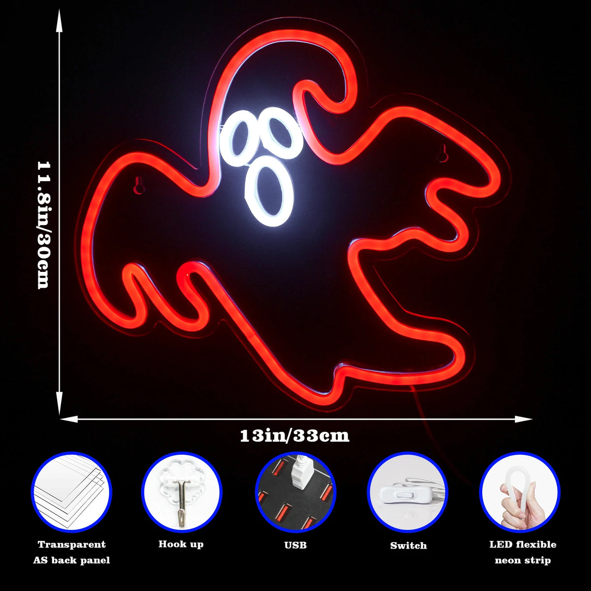 Halloween – letreiro de néon LED (5 V USB)