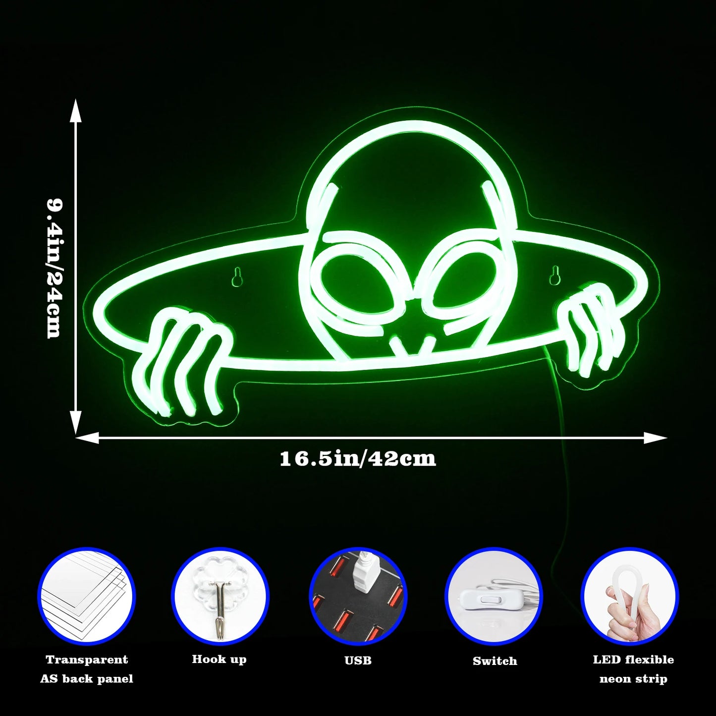 Letreiro de LED Alien 5V USB - Econômico