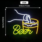 Beer – Cerveja a ser servida num copo – reclame luminoso em néon LED (5 V USB)