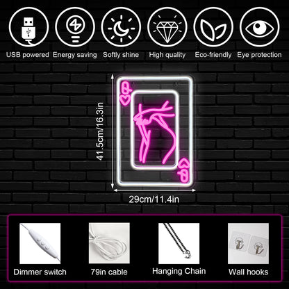 Cartas de Baralho Corpo de Dama Letreiro de LED USB 5V - Econômico