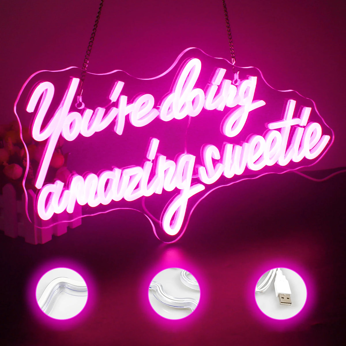 You're Doing Amazing Sweetie – letreiro de néon LED (5 V USB)