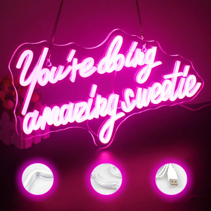 You're Doing Amazing Sweetie 5V USB LED Neon Sign - Budget Friendly