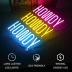 HOWDY HOWDY HOWDY – letreiro de néon LED (5 V USB)
