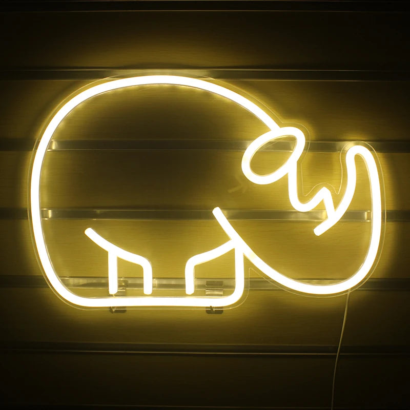 Rinoceronte – letreiro de néon LED (5 V USB)