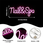 Nail & Spa – reclame luminoso em néon LED (5 V USB)