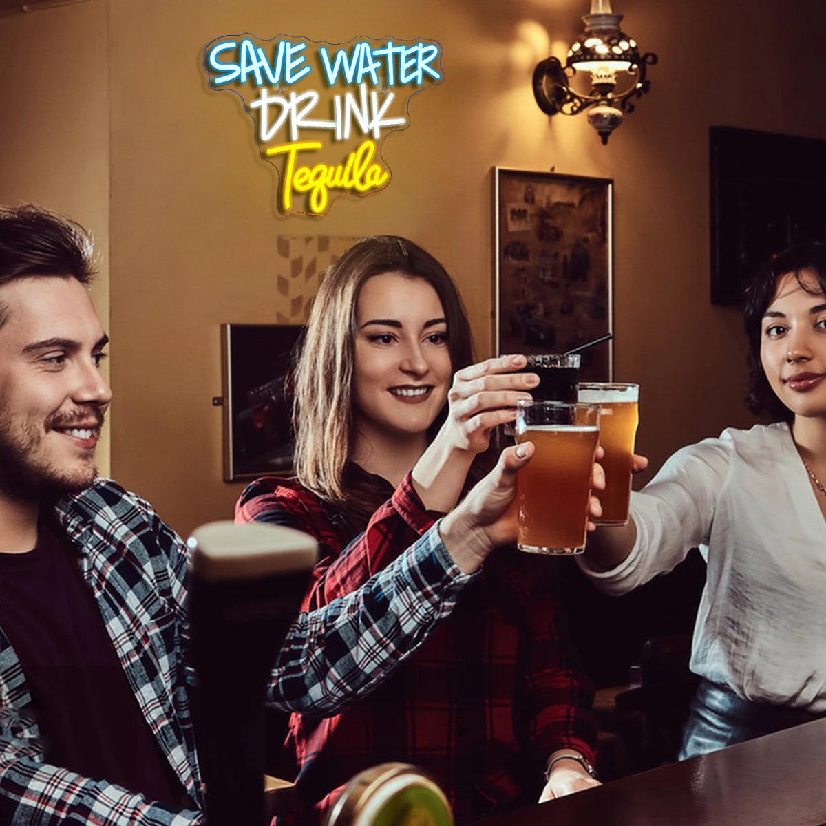 Save Water Drink Tequila – reclame luminoso em néon LED (5 V USB)