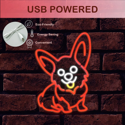 Corgi Dog Red 5V USB LED Neon Sign - Budget Friendly